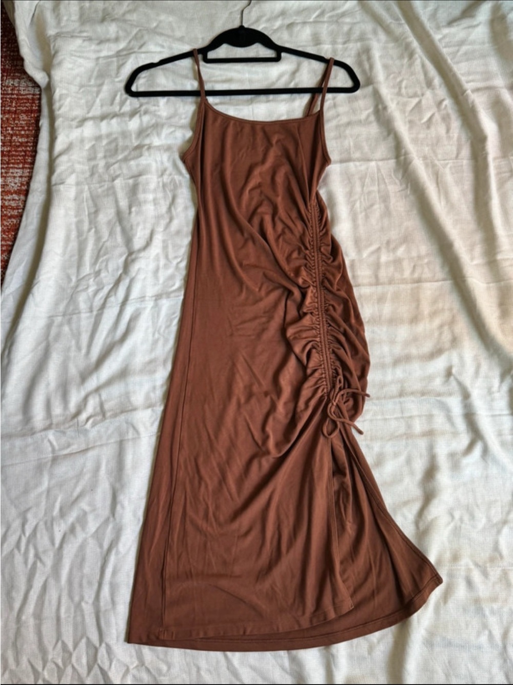 Wilfred Brown Ruched-Side Maxi Dress